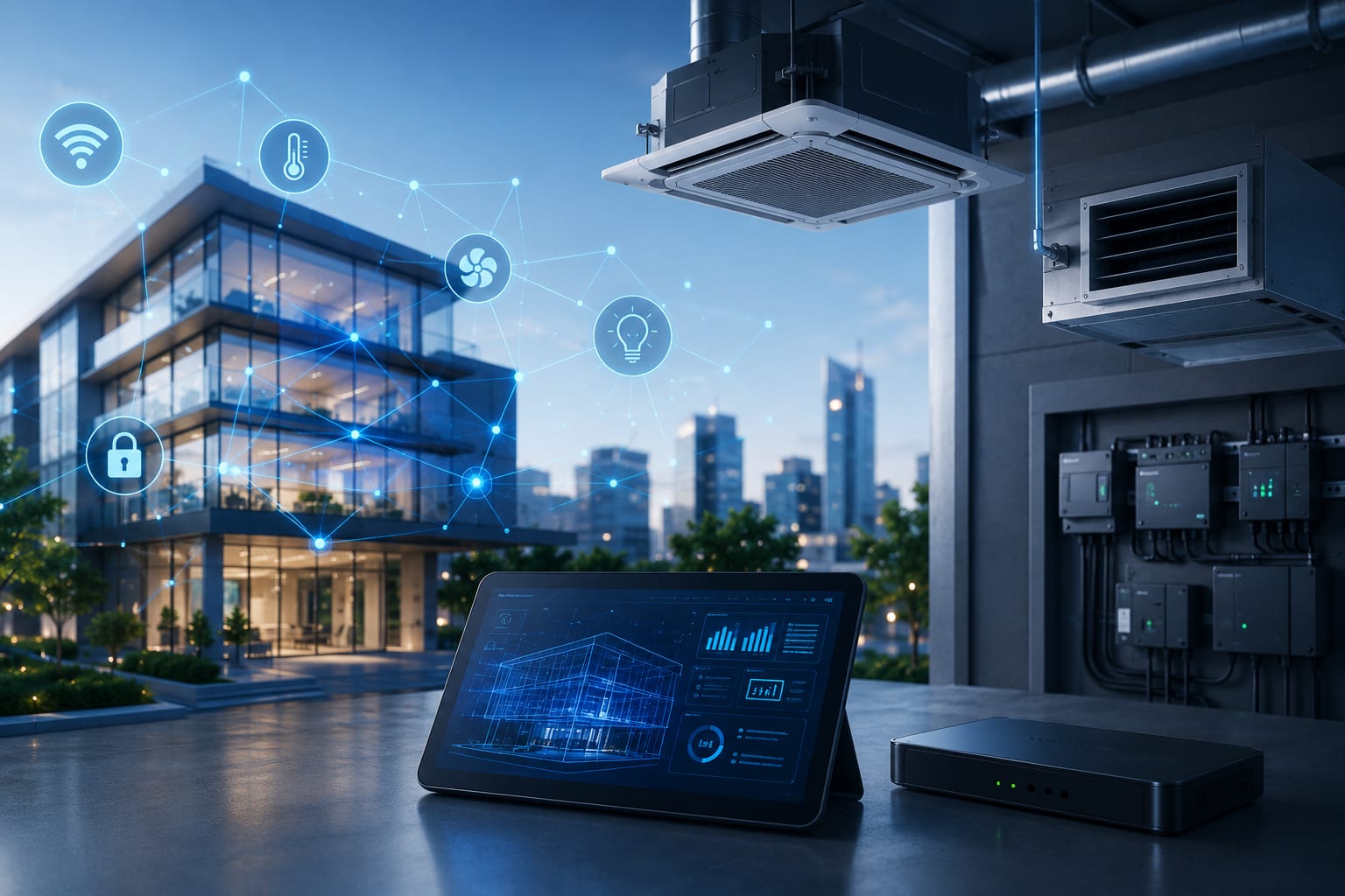 Smart home with HVAC units controlled from a tablet