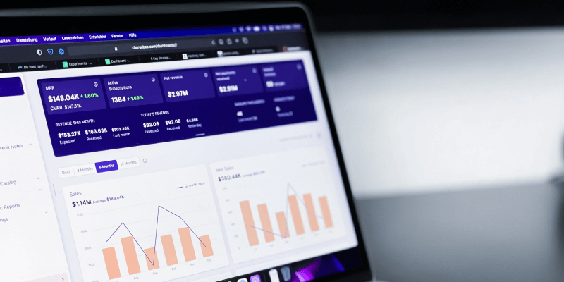 Technology analytics dashboard on a laptop